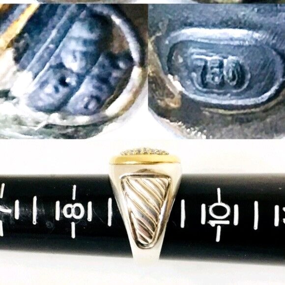 David Yurman Classic Cable Diamond Signet Ring - Picture 5 of 8